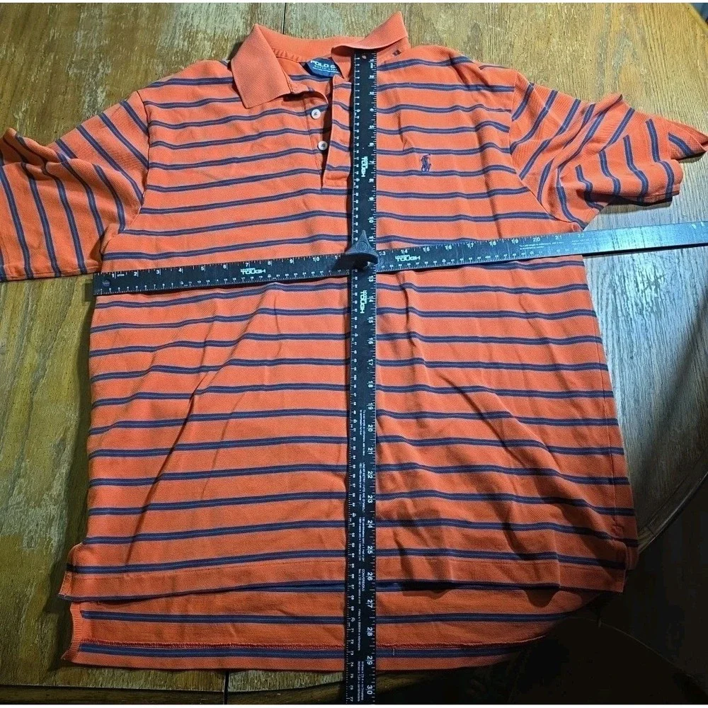 Polo‎ Golf Ralph Lauren Orange Striped Polo Shirt Men's Large